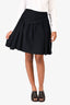 Christian Dior Navy Wool Pleated Detail Skirt Size 34