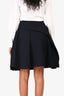 Christian Dior Navy Wool Pleated Detail Skirt Size 34