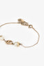 Christian Dior Gold Toned Faux Pearl Logo Bracelet