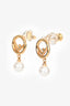 Fendi Gold Tone Metal/Faux Pearl F Logo Ear Pendants