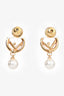 Fendi Gold Tone Metal/Faux Pearl F Logo Ear Pendants