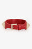 Valentino Red Leather Rockstud Bracelet