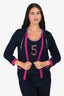 Pre-Loved Chanel™ 2012 Navy/Fuchsia Trimmed Cashmere Cardigan Size 36