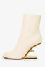 Fendi Cream Leathe 'First' Heeled Round Toe Ankle Boots Size 37