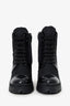 Prada Black Nylon/Leather Heeled Combat Boots Size 37