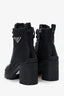 Prada Black Nylon/Leather Heeled Combat Boots Size 37