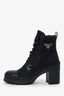 Prada Black Nylon/Leather Heeled Combat Boots Size 37