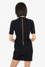 Louis Vuitton Black Neoprene/Monogram Detail Dress Short Sleeve Mini Dress Size 38