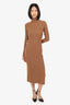 Reformation Brown Cashmere Ribbed Knit Turtle Neck Long Sleeve Maxi Dress Size S