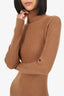 Reformation Brown Cashmere Ribbed Knit Turtle Neck Long Sleeve Maxi Dress Size S