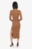 Reformation Brown Cashmere Ribbed Knit Turtle Neck Long Sleeve Maxi Dress Size S