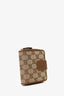 Gucci Brown/Beige GG Canvas Leather Zip Around Compact Wallet