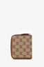 Gucci Brown/Beige GG Canvas Leather Zip Around Compact Wallet