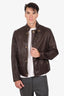 Louis Vuitton Brown Leather Biker Jacket Size 52 Mens