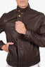 Louis Vuitton Brown Leather Biker Jacket Size 52 Mens