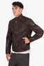 Louis Vuitton Brown Leather Biker Jacket Size 52 Mens