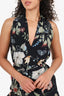 Gucci Black Silk Floral Print Belted Sleeveless Blouse Size 42