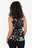 Gucci Black Silk Floral Print Belted Sleeveless Blouse Size 42