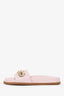 Valentino Pink Leather Chain Slides Size 36