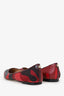 Valentino Red Leather/Canvas Camouflage Flats Size 37.5