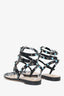 Valentino Black/Blue Leather Rockstud Sandals Size 37.5