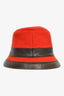 Hermès Red Wool Bucket Hat with Leather Trim Size 56