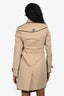 Burberry Tan Cotton Leather Trimmed Short Belted Trench Coat Size 2