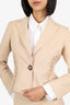 Valentino Beige Pleated Detail Blazer With Midi Skirt Set Size 42