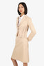 Valentino Beige Pleated Detail Blazer With Midi Skirt Set Size 42