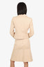 Valentino Beige Pleated Detail Blazer With Midi Skirt Set Size 42
