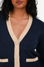 Pre-Loved Chanel™ Navy/Cream Cashmere Cardigan Size 40