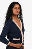 Pre-Loved Chanel™ Navy/Cream Cashmere Cardigan Size 40