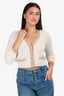 Pre-Loved Chanel™ Cream/Brown Cashmere Cardigan Size 40