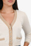 Pre-Loved Chanel™ Cream/Brown Cashmere Cardigan Size 40