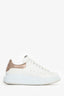 Alexander McQueen White/Copper Metallic Leather Oversize Sneakers Size 38