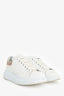 Alexander McQueen White/Copper Metallic Leather Oversize Sneakers Size 38