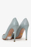 Prada Blue Leather Pointed Toe Heels Size 36