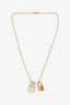 Hermès Gold Plated White Leather 'O'Kelly' Pendant Necklace