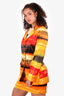 Moschino Jeans Orange/Red Printed Single Breasted Blazer + Skirt Size 42