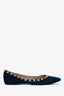 Valentino Navy Suede Leather Rockstud Flats Size 38