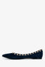 Valentino Navy Suede Leather Rockstud Flats Size 38