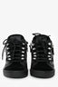 Giuseppe Zanotti Black Velvet/Leather Crystal Embellished Mid Top Sneakers Size 38