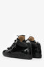 Giuseppe Zanotti Black Velvet/Leather Crystal Embellished Mid Top Sneakers Size 38