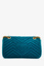 Gucci Teal Velvet GG Marmont Medium Shoulder Bag