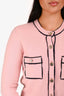 Pre-Loved Chanel™ 2021 Spring Runway Pink Cashmere 'Number 5' Button Cardigan Size 38