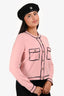 Pre-Loved Chanel™ 2021 Spring Runway Pink Cashmere 'Number 5' Button Cardigan Size 38