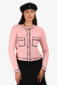 Pre-Loved Chanel™ 2021 Spring Runway Pink Cashmere 'Number 5' Button Cardigan Size 38