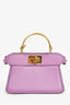 Fendi Purple Lamb Leather Nano Peekaboo Top Handle Bag with Strap