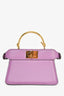 Fendi Purple Lamb Leather Nano Peekaboo Top Handle Bag with Strap