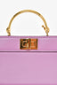 Fendi Purple Lamb Leather Nano Peekaboo Top Handle Bag With Strap